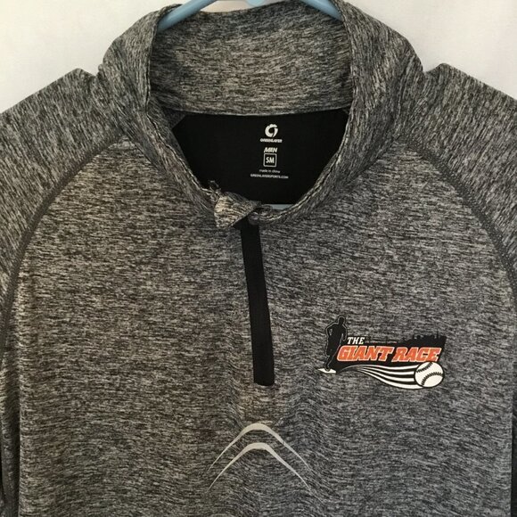 Green Layer "Giant Race" Quarter Zip Pullover Running Sweatshirt Sz Small Gray - Picture 3 of 9